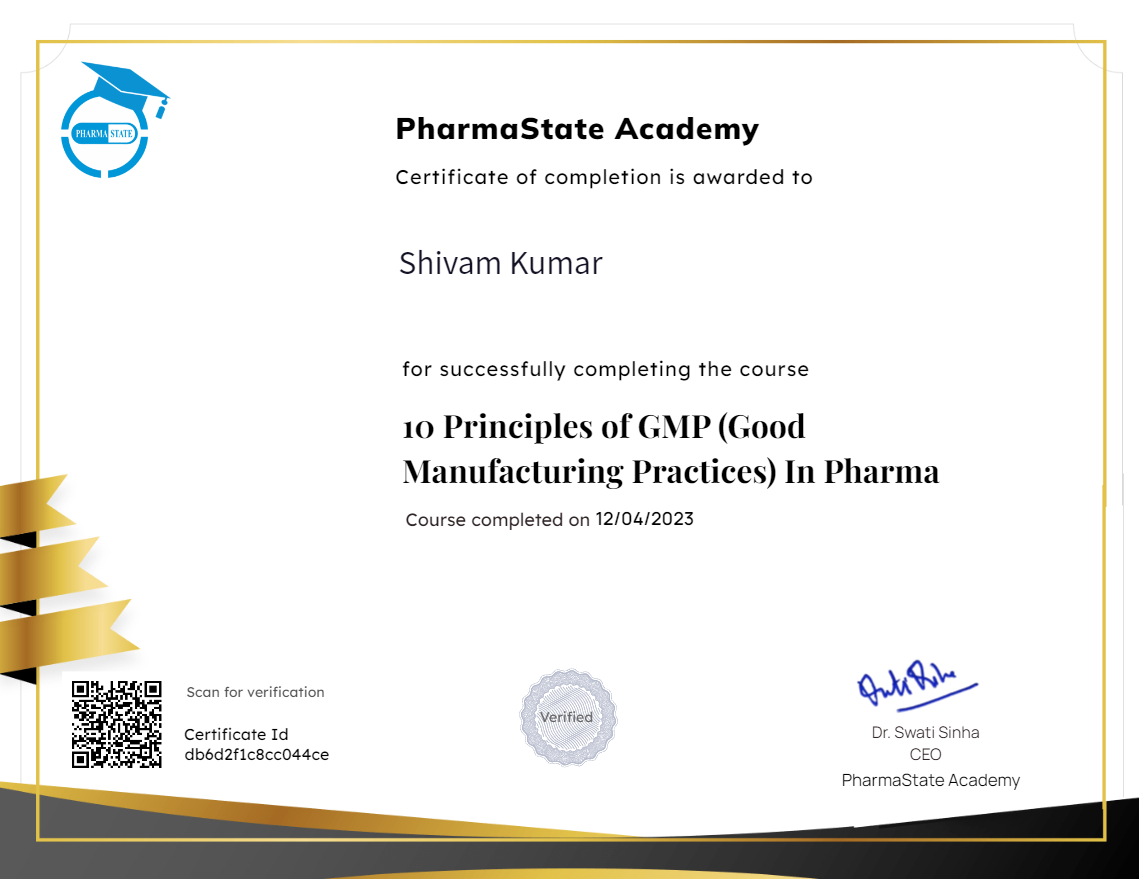 10 Principles of GMP (Good Manufacturing Practices) In Pharma