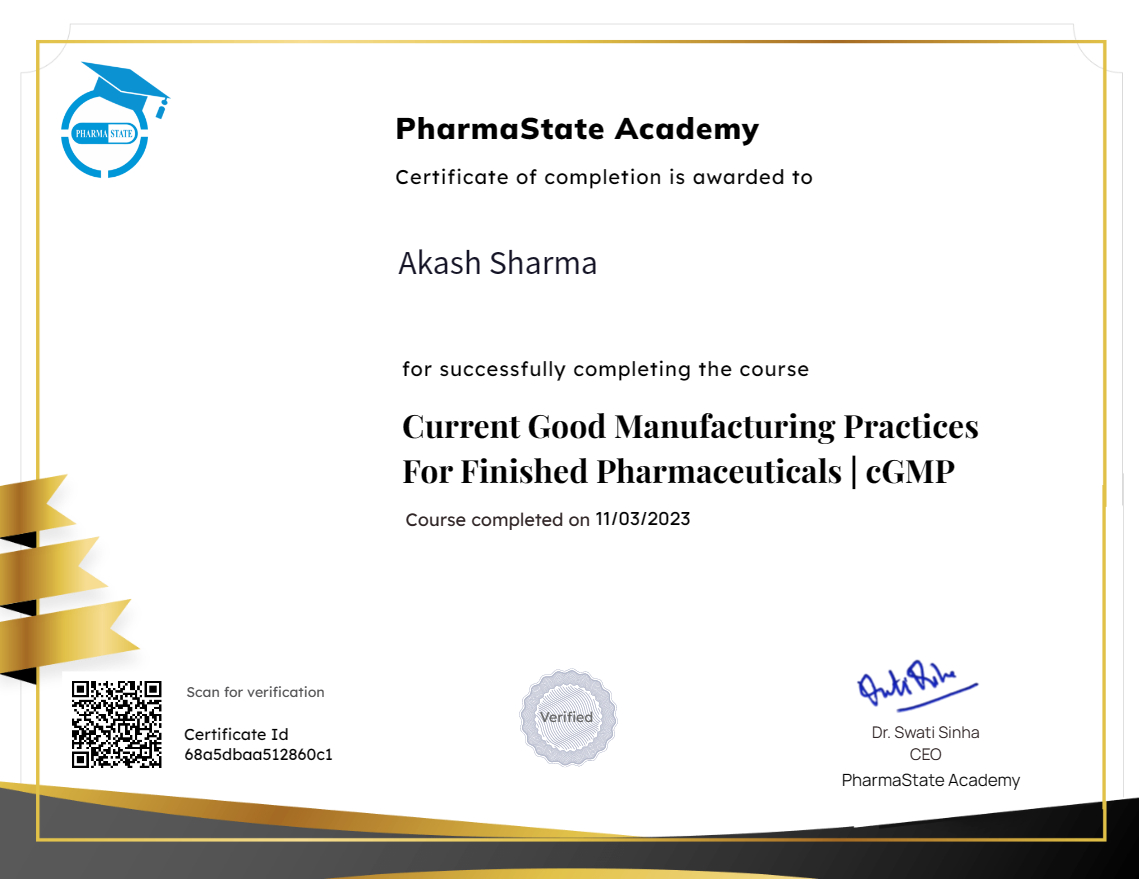 Current Good Manufacturing Practices For Finished Pharmaceuticals | cGMP