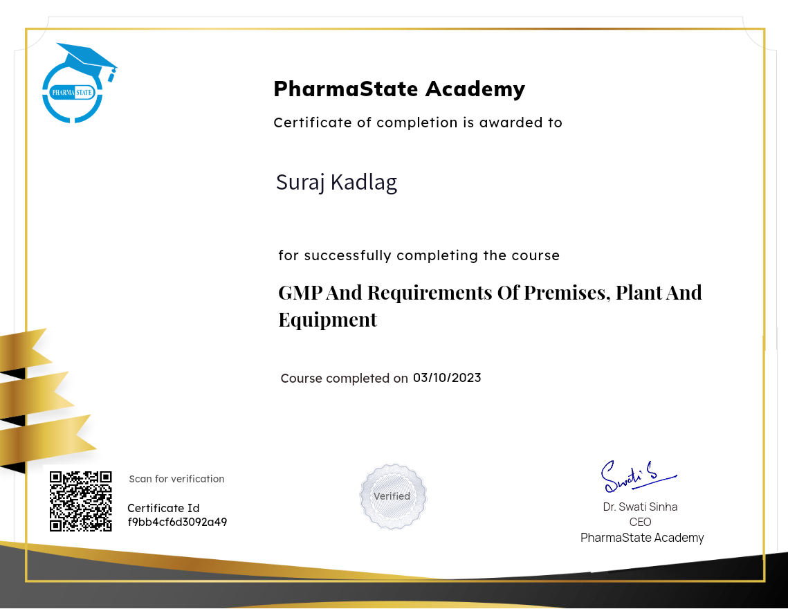 GMP And Requirements Of Premises, Plant And Equipment