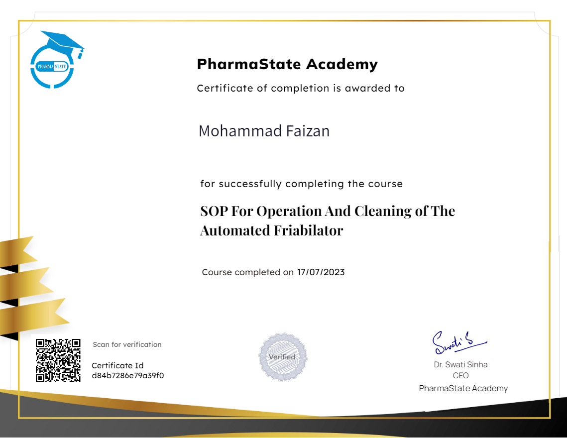 SOP For Operation And Cleaning of The Automated Friabilator