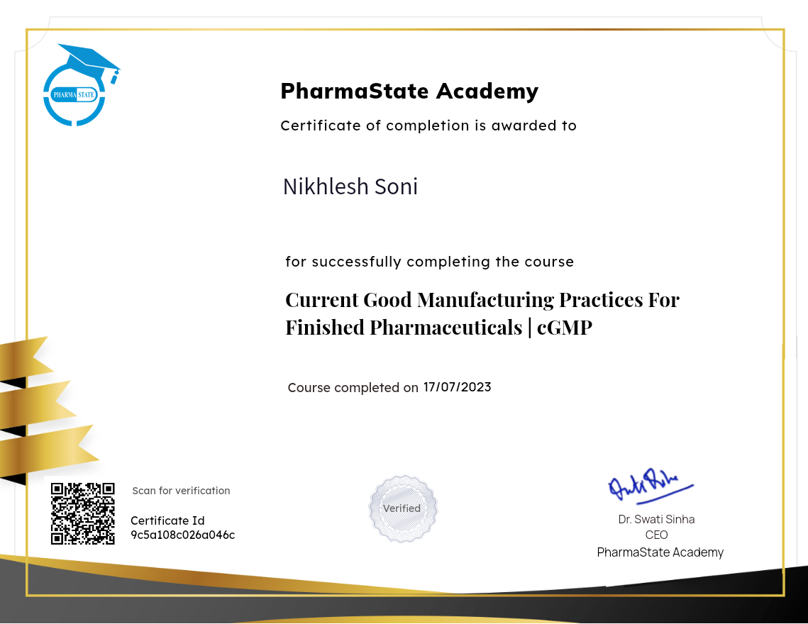 Current Good Manufacturing Practices For Finished Pharmaceuticals | cGMP