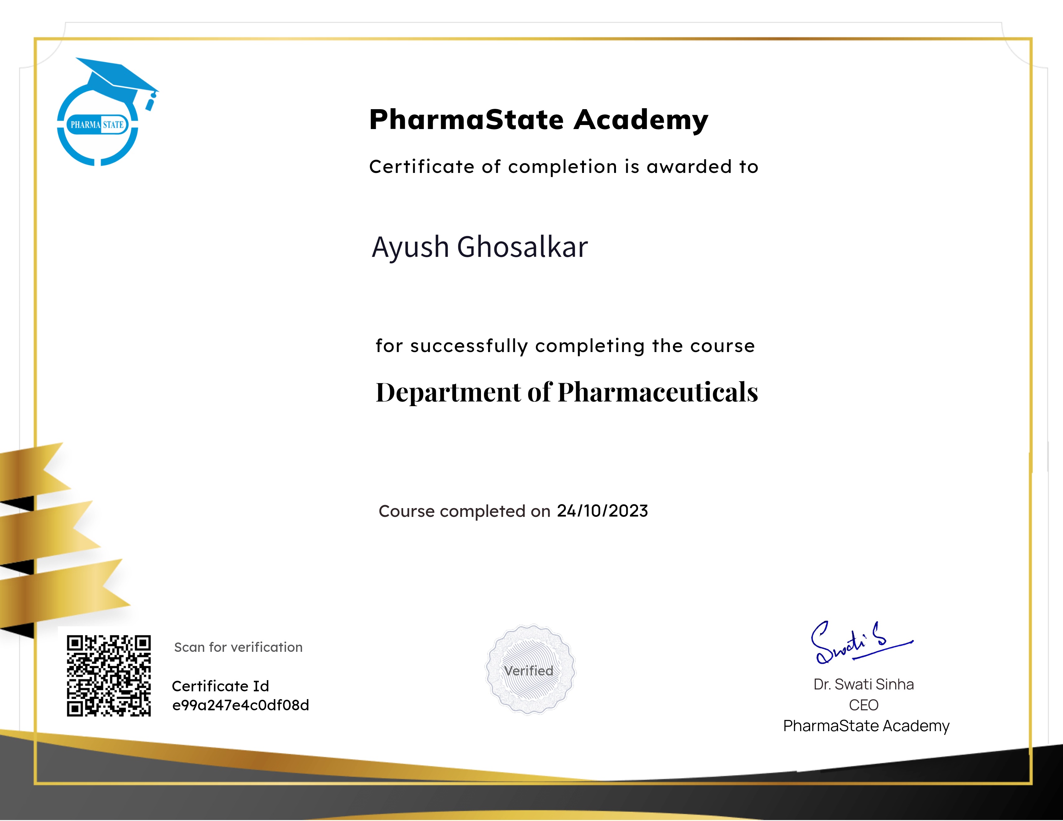 Department of Pharmaceuticals