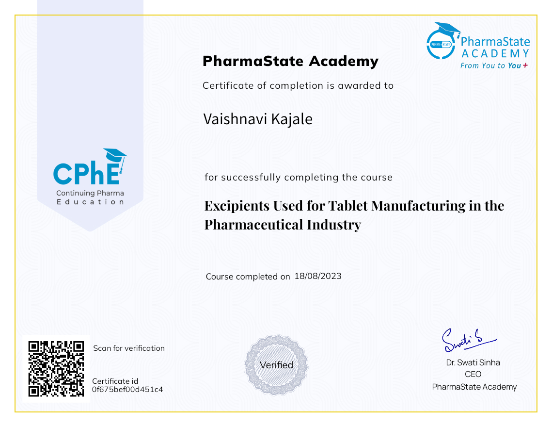Excipients Used for Tablet Manufacturing in the Pharmaceutical Industry