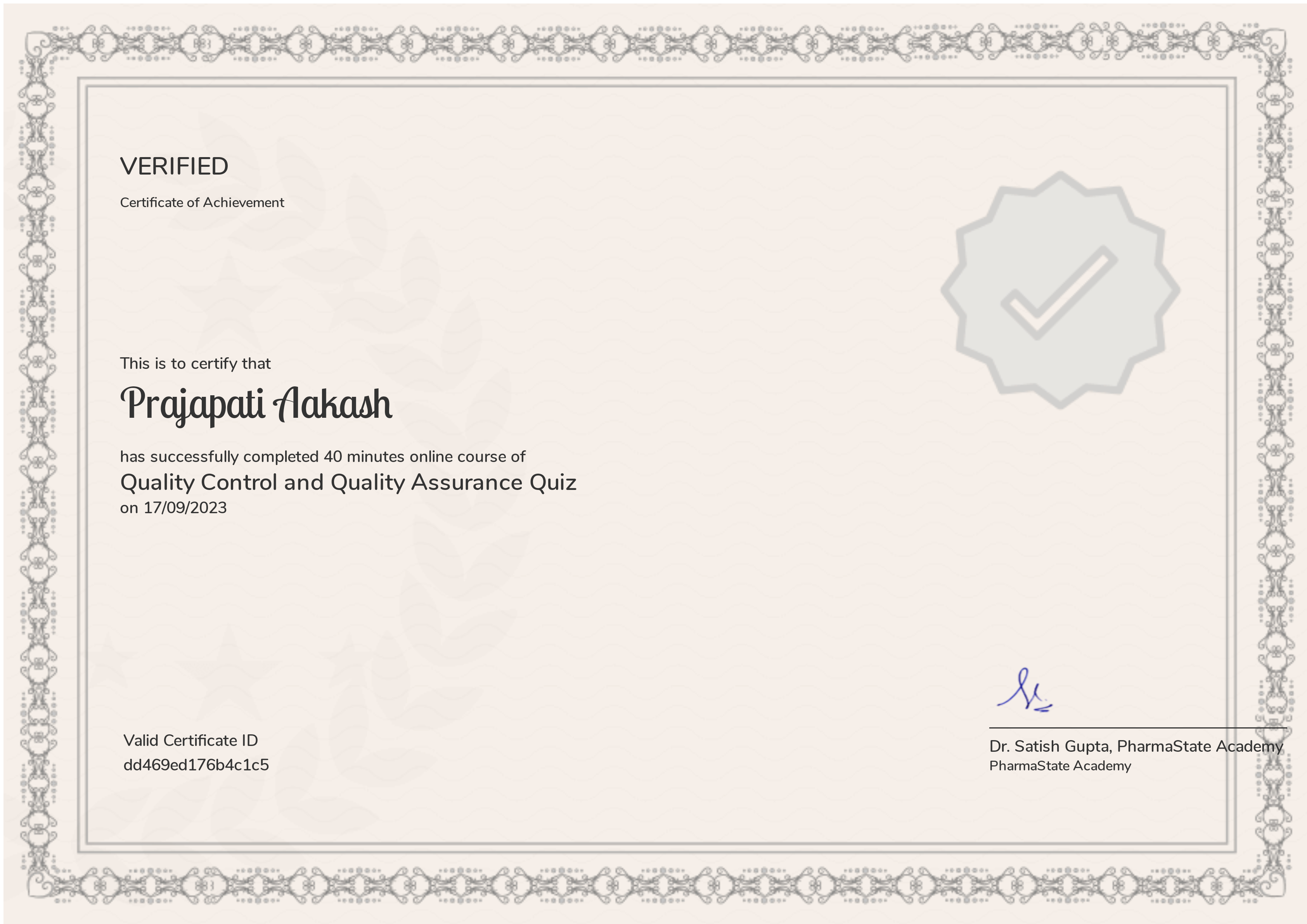 Quality Control and Quality Assurance Quiz