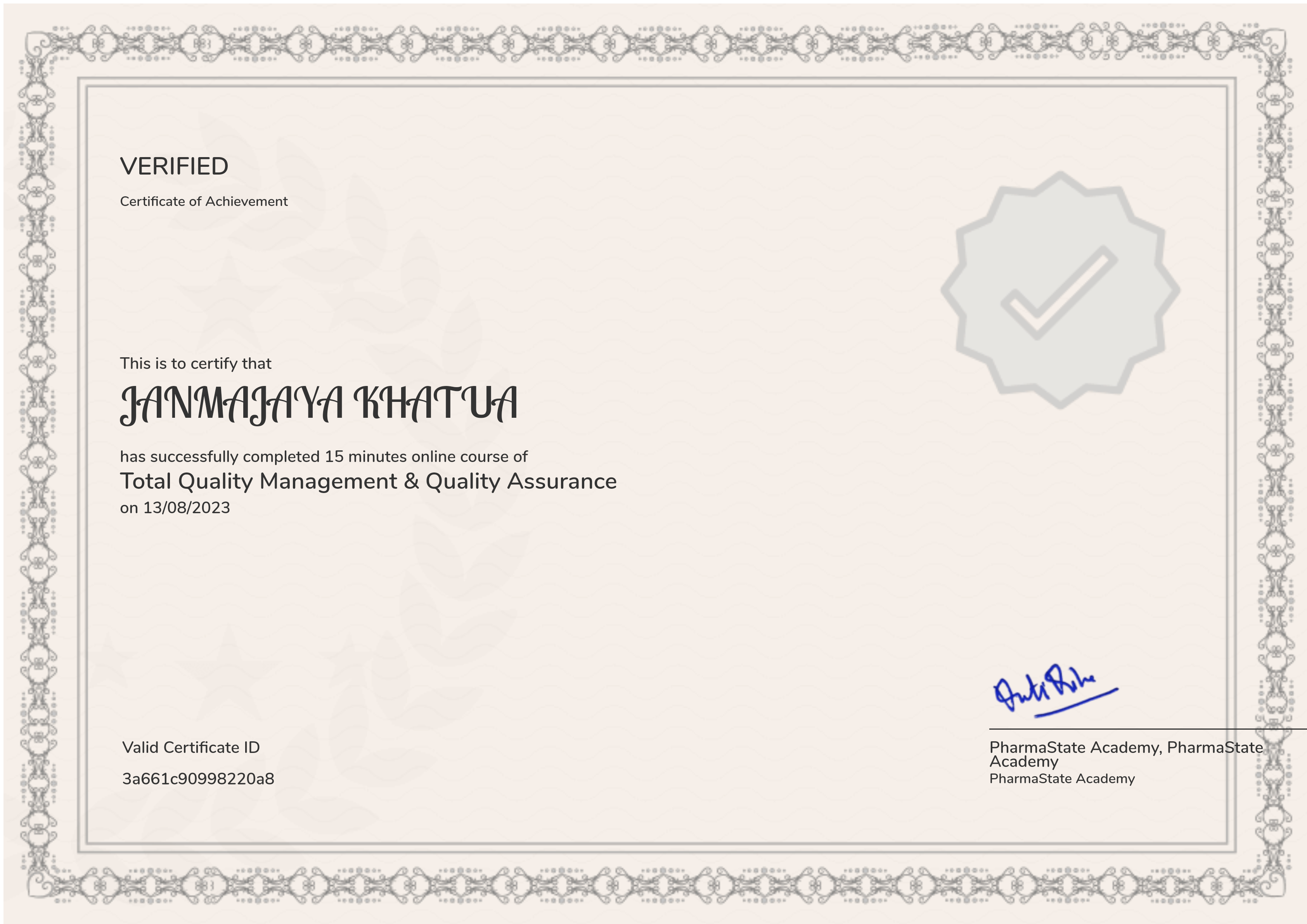 Total Quality Management & Quality Assurance